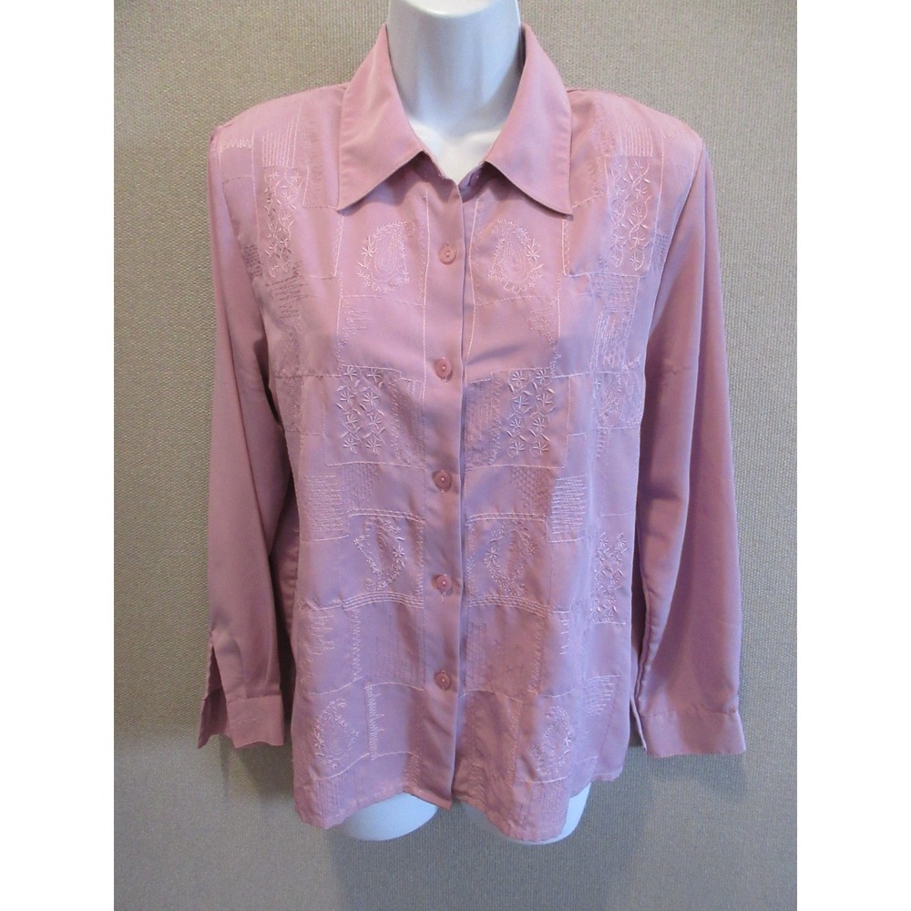 Vintagee Apparenza Embroidered Ftont Shirt Size PM Rose Pink